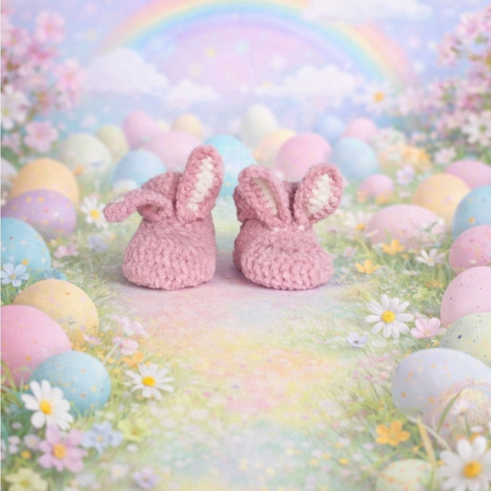 Adorable Pink Bunny Ear Baby Booties